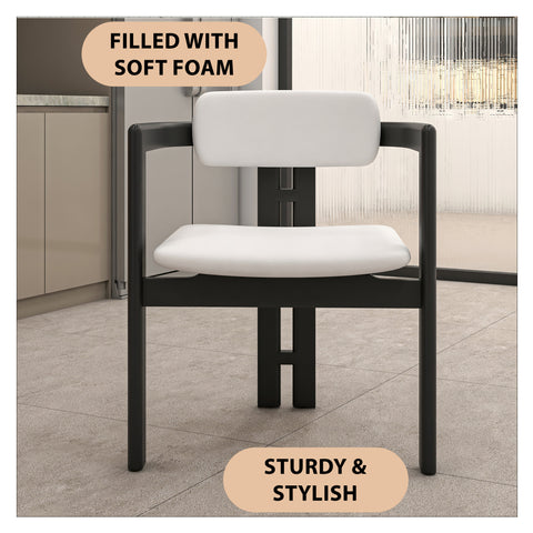 Velo Series Modern Dining Chair with Upholstered Leather and Wood Legs