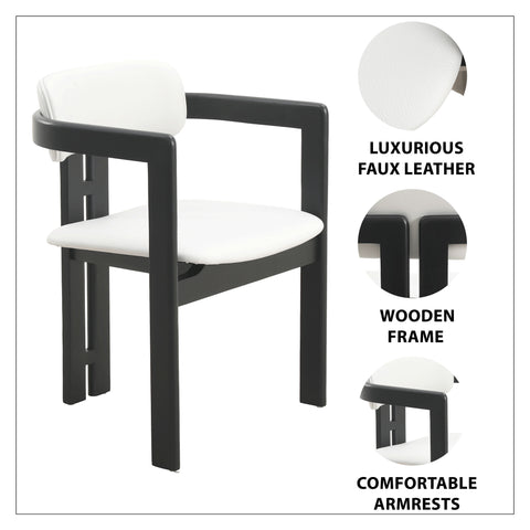 Velo Series Modern Dining Chair with Upholstered Leather and Wood Legs