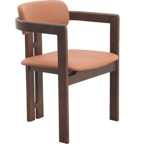 Velo Upholstered Leather Dining Chair with Open Back and Wood Legs Set of 2