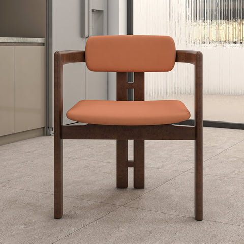 Velo Series Modern Dining Chair with Upholstered Leather and Wood Legs