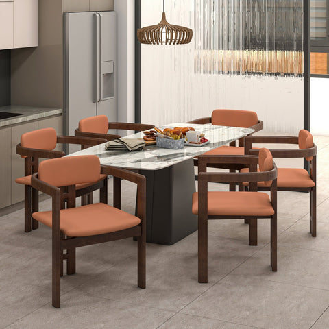 Velo Series Modern Dining Chair with Upholstered Leather and Wood Legs