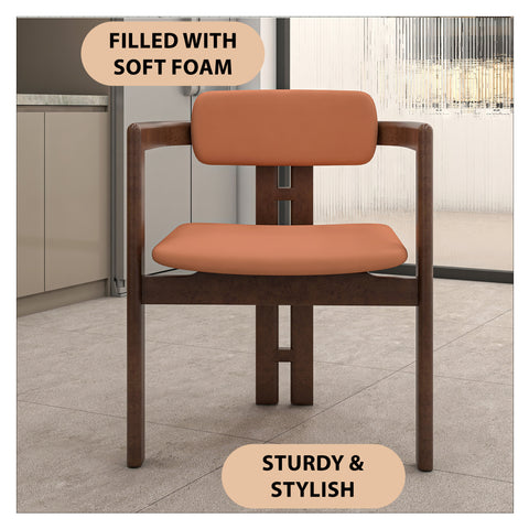 Velo Series Modern Dining Chair with Upholstered Leather and Wood Legs