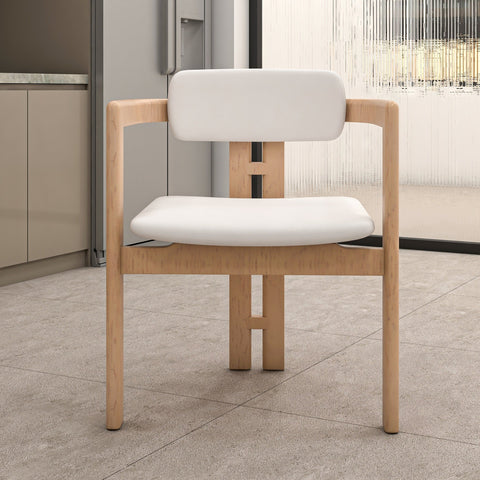 Velo Series Modern Dining Chair with Upholstered Leather and Wood Legs