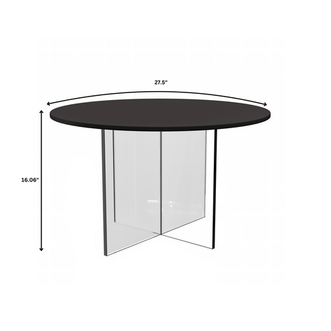 Valore Series Modern Coffee Table with Round Tabletop and Sturdy Acrylic Cross Base for Living Room and Bedroom