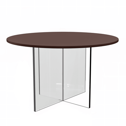 Valore Series Modern Coffee Table with Round Tabletop and Sturdy Acrylic Cross Base for Living Room and Bedroom