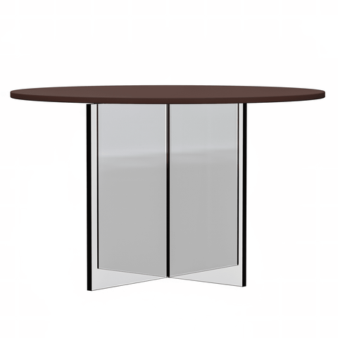 Valore Series Modern Coffee Table with Round Tabletop and Sturdy Acrylic Cross Base for Living Room and Bedroom