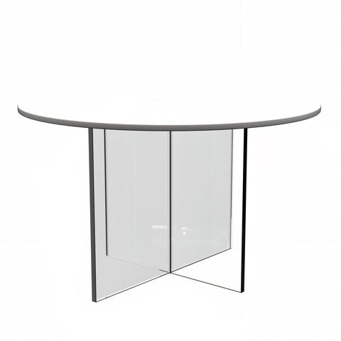 Valore Series Modern Coffee Table with Round Tabletop and Sturdy Acrylic Cross Base for Living Room and Bedroom