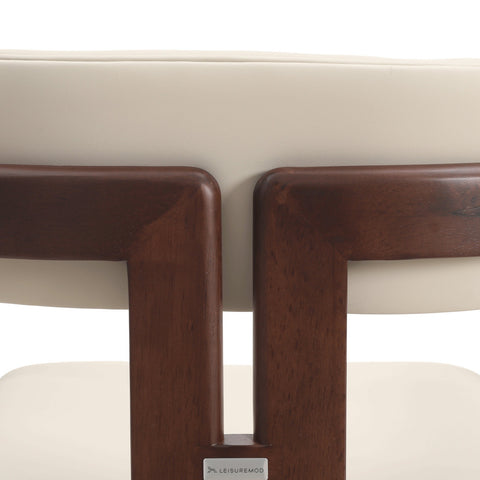 Velo Series Modern Dining Chair with Upholstered Leather and Wood Legs