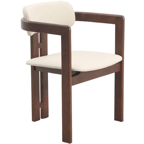 Velo Upholstered Leather Dining Chair with Open Back and Wood Legs Set of 2