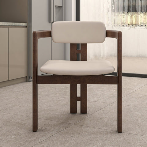 Velo Series Modern Dining Chair with Upholstered Leather and Wood Legs