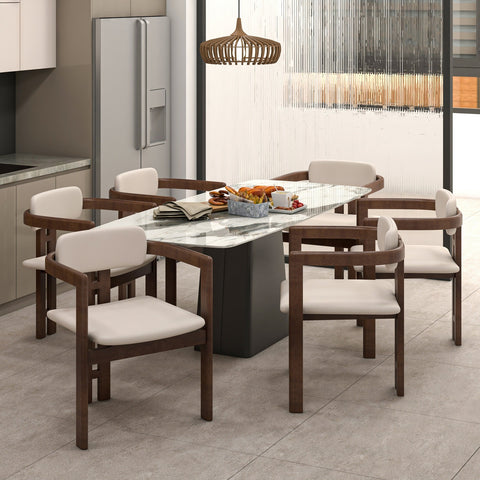 Velo Series Modern Dining Chair with Upholstered Leather and Wood Legs