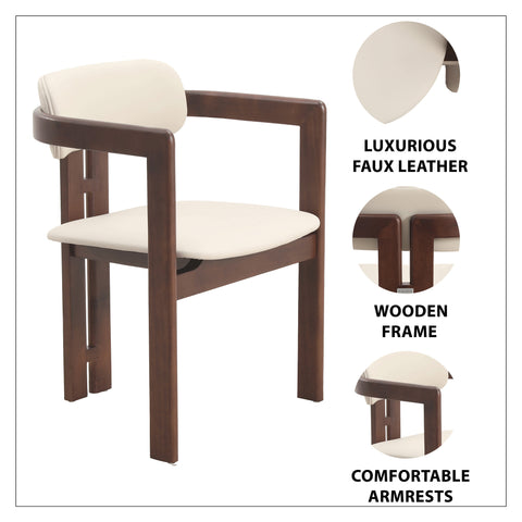 Velo Series Modern Dining Chair with Upholstered Leather and Wood Legs