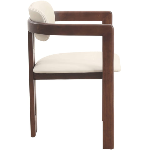 Velo Upholstered Leather Dining Chair with Open Back and Wood Legs Set of 2