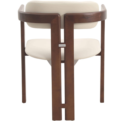 Velo Upholstered Leather Dining Chair with Open Back and Wood Legs Set of 2