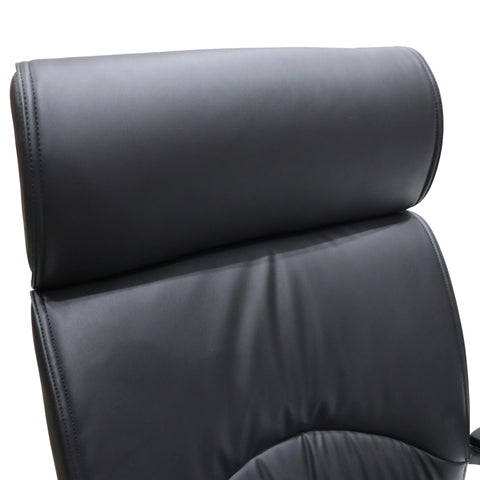 High-Back Leather Office Chair with Aluminum Base and Swivel, and Tilt