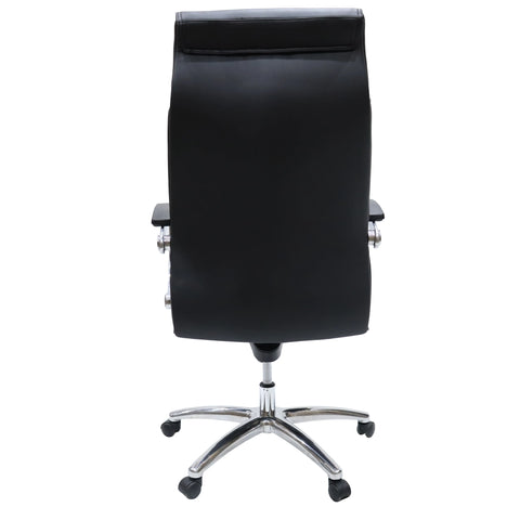 High-Back Leather Office Chair with Aluminum Base and Swivel, and Tilt