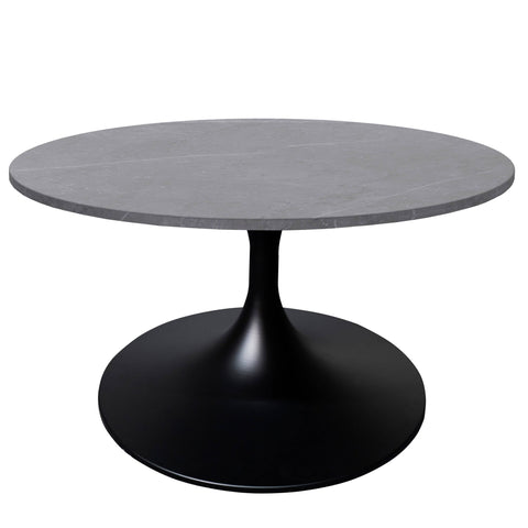 Verve 27” Round Coffee Table with Sintered Stone Top and Stainless Steel Base