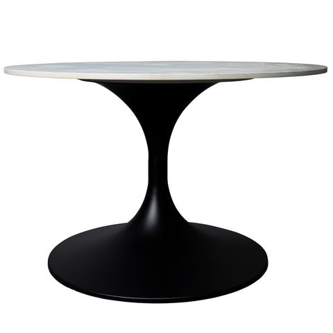 Verve Round Coffee Table with MDF/Resin/Sintered Stone Tabletop and Black Stainless Steel Base