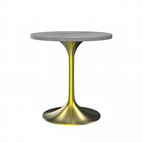 Verve Round Dining Table with MDF/Sintered Stone/Resin Tabletop in Gold Stainless Steel Pedestal Base