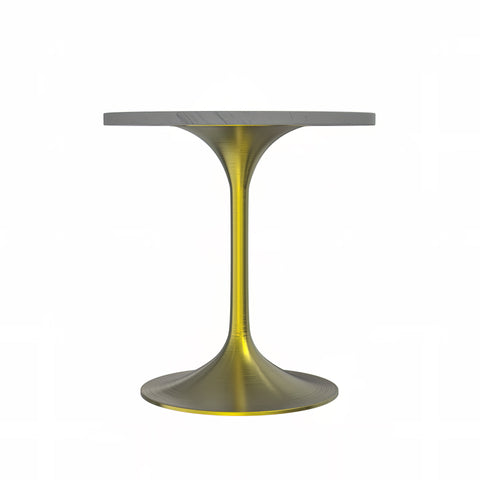 Verve Round Dining Table with MDF/Sintered Stone/Resin Tabletop in Gold Stainless Steel Pedestal Base