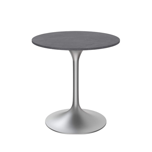 Verve 27" Round Dining Table with Sintered Stone Top and Stainless Steel Pedestal Base