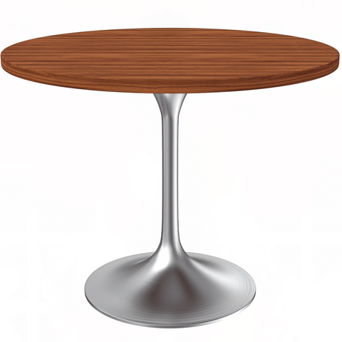 Verve 36" Dining Table, Mid-Century Modern Round Dining Table with MDF Top and Brushed Chrome Pedestal Base for Dining Room and Kitchen