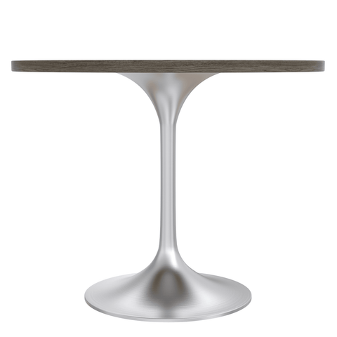 Verve 36" Dining Table, Mid-Century Modern Round Dining Table with MDF Top and Brushed Chrome Pedestal Base for Dining Room and Kitchen