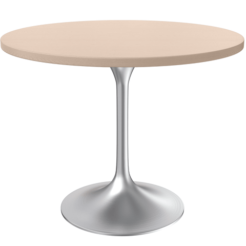 Verve 36" Dining Table, Mid-Century Modern Round Dining Table with MDF Top and Brushed Chrome Pedestal Base for Dining Room and Kitchen