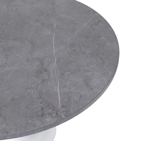 Verve 48" Round Dining Table with Sintered Stone Tabletop in White Steel Pedestal Base