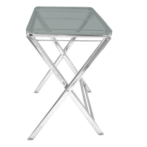 Victorian Acrylic Foldable End Side Table Tray with Chrome Metal Legs