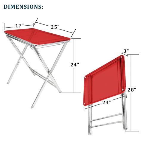 Victorian Acrylic Foldable End Side Table Tray with Chrome Metal Legs