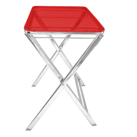 Victorian Acrylic Foldable End Side Table Tray with Chrome Metal Legs