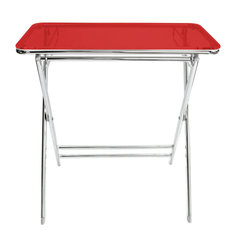 Victorian Acrylic Foldable End Side Table Tray with Chrome Metal Legs