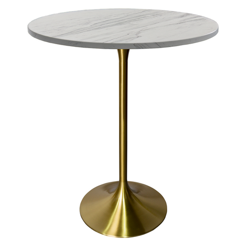 Verve Bar Height Dining Table with Round MDF, Sintered Stone, or Resin Top & Gold Stainless Steel Base