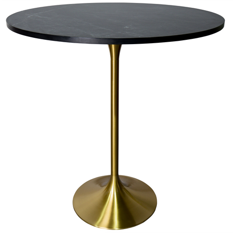 Verve Bar Height Dining Table with Round MDF, Sintered Stone, or Resin Top & Gold Stainless Steel Base