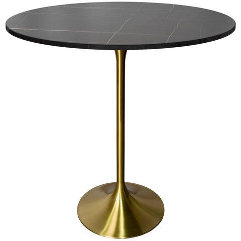 Verve Bar Height Dining Table with Round MDF, Sintered Stone, or Resin Top & Gold Stainless Steel Base