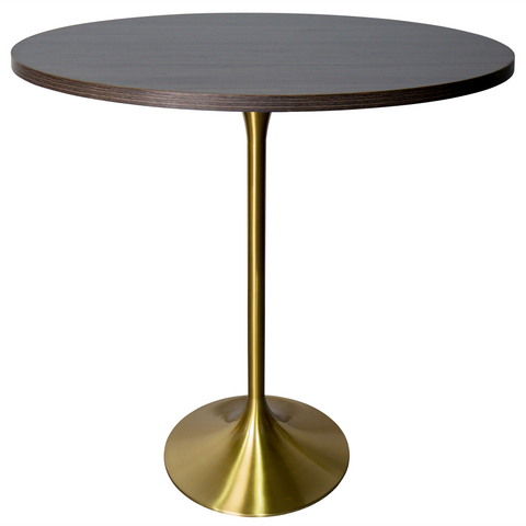 Verve Bar Height Dining Table with Round MDF, Sintered Stone, or Resin Top & Gold Stainless Steel Base