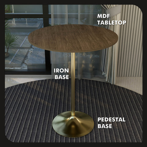 Verve Bar Height Dining Table with Round MDF, Sintered Stone, or Resin Top & Gold Stainless Steel Base