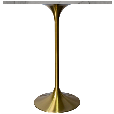 Verve Bar Height Dining Table with Round MDF, Sintered Stone, or Resin Top & Gold Stainless Steel Base