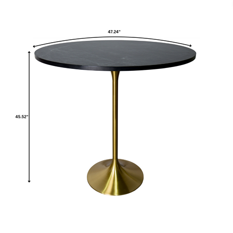 Verve Bar Height Dining Table with Round MDF, Sintered Stone, or Resin Top & Gold Stainless Steel Base