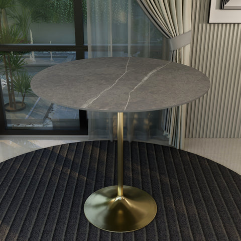 Verve Bar Height Dining Table with Round MDF, Sintered Stone, or Resin Top & Gold Stainless Steel Base