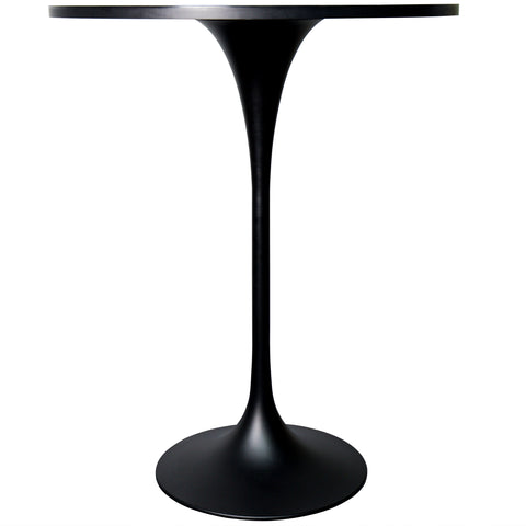 Verve Bar Height Dining Table with Round MDF, Sintered Stone, or Resin Top & Black Stainless Steel Base