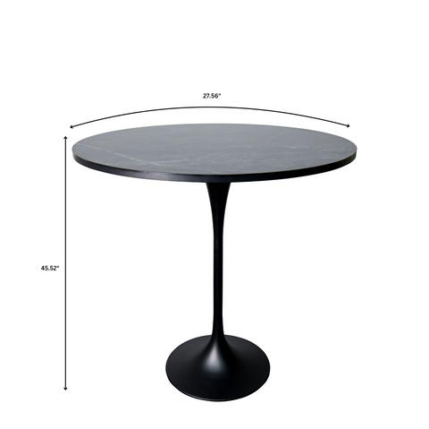 Verve Bar Height Dining Table with Round MDF, Sintered Stone, or Resin Top & Black Stainless Steel Base