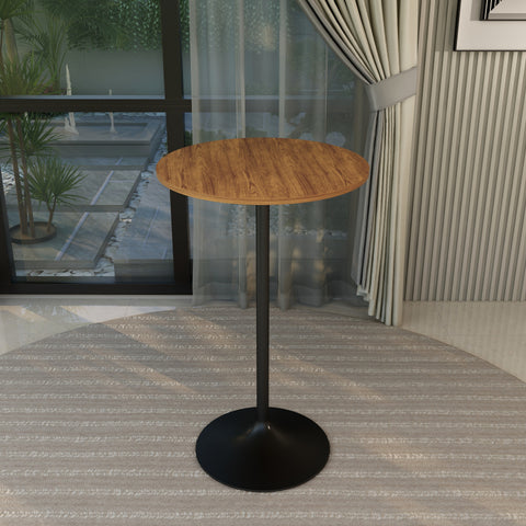 Verve Bar Height Dining Table with Round MDF, Sintered Stone, or Resin Top & Black Stainless Steel Base