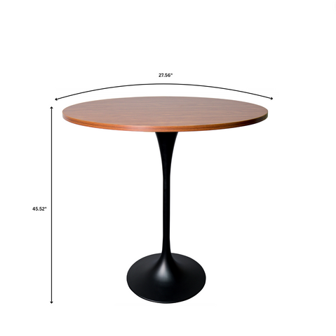 Verve Bar Height Dining Table with Round MDF, Sintered Stone, or Resin Top & Black Stainless Steel Base