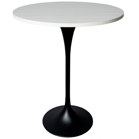 Verve Bar Height Dining Table with Round MDF, Sintered Stone, or Resin Top & Black Stainless Steel Base