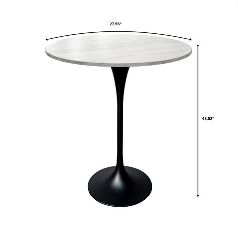 Verve Bar Height Dining Table with Round MDF, Sintered Stone, or Resin Top & Black Stainless Steel Base