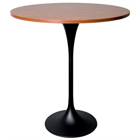 Verve Bar Height Dining Table with Round MDF, Sintered Stone, or Resin Top & Black Stainless Steel Base