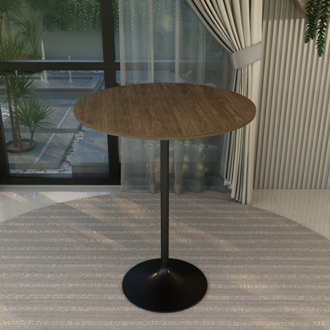 Verve Bar Height Dining Table with Round MDF, Sintered Stone, or Resin Top & Black Stainless Steel Base