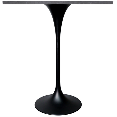 Verve Bar Height Dining Table with Round MDF, Sintered Stone, or Resin Top & Black Stainless Steel Base